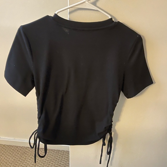 Zara Black Ruched Ribbed Top !!! - Picture 3 of 3